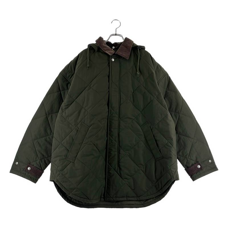 【美品】  COMME des GARCONS HOMME / コムデギャルソンオム | 2025AW | 厚地の外套影ぼうし 中綿 キルティング ロング上衣 フーディ | M | オリーブ | メンズ