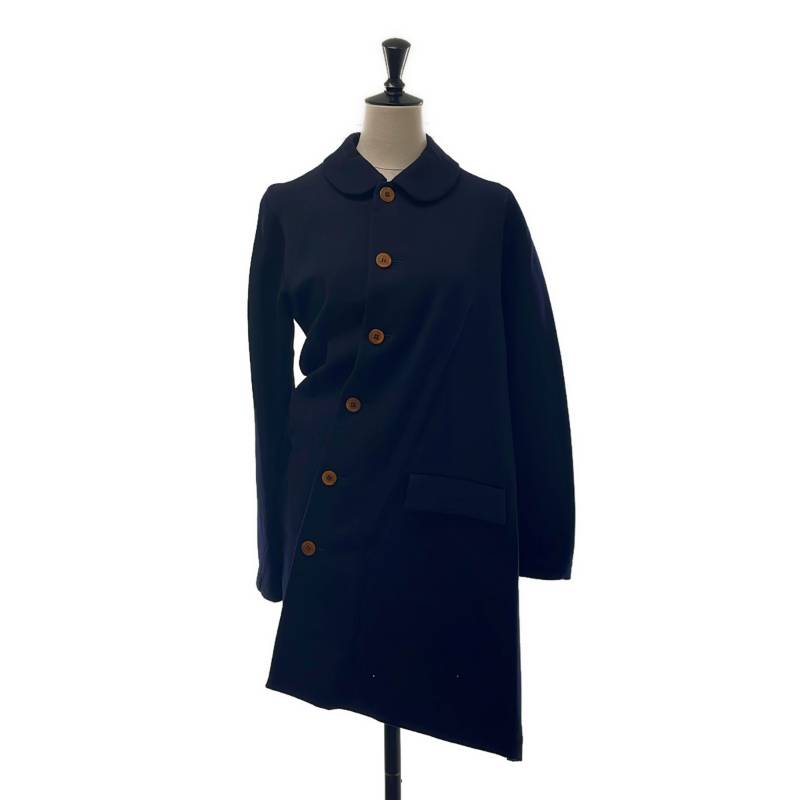 【美品】  COMME des GARCONS / コムデ給仕 | 2002AW | うつり変わり 捻れ 非相称 丸襟 シングル ロング上衣 | M | 米国海軍 | レディース