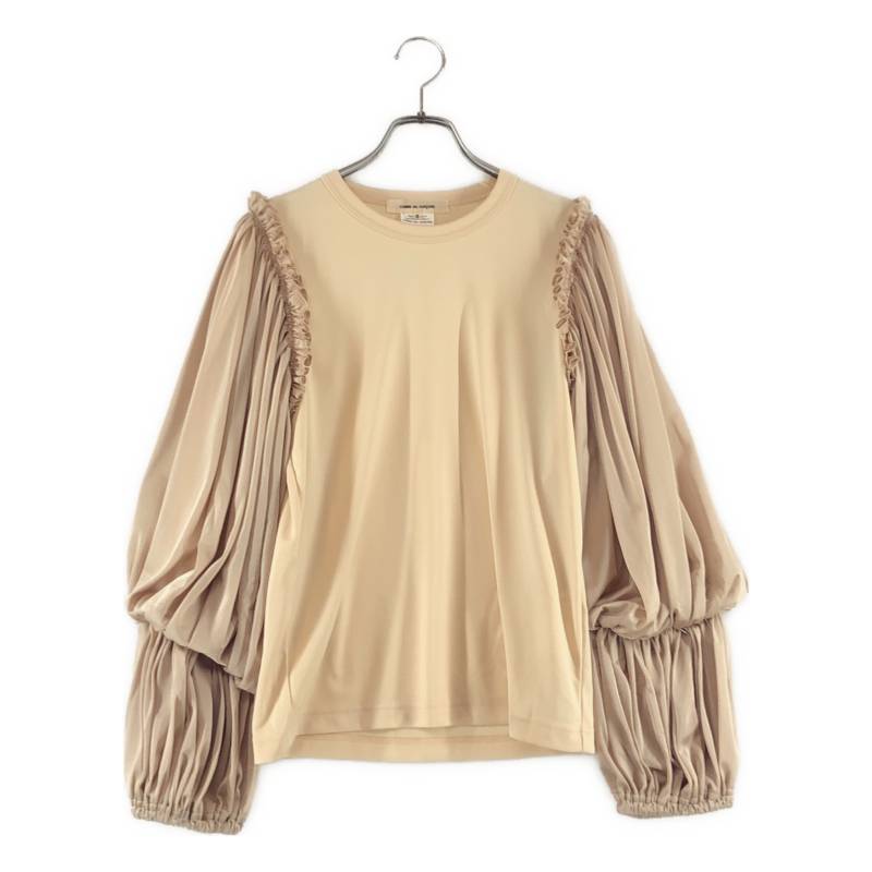 【美品】 COMME des GARCONS / コムデギャルソン | 2002SS | ポリエステル フリル ギャザーボリューム ドッキングスリーブ ブラウス | S | ベージュ | レディース|KLD 店