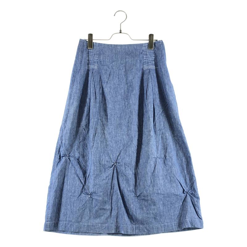 tricot COMME des GARCONS / トリココムデギャルソン | AD2001 | コットン リネン ギャザーデザイン スカート | M | インディゴ | レディース｜KLD 店
