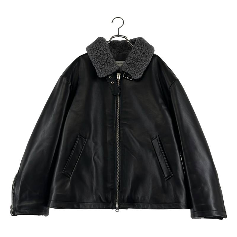【美品】  OPENING ACT / オープニングアクト | リアルレザームートンハイネックジャケット | M | 黒いこと | メンズ