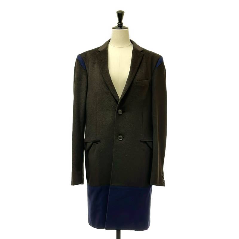 【美品】 kolor / カラー | アンゴラウール ツートン チェスターコート | 2 | ダークブラウン/ネイビー | メンズ|KLD 店