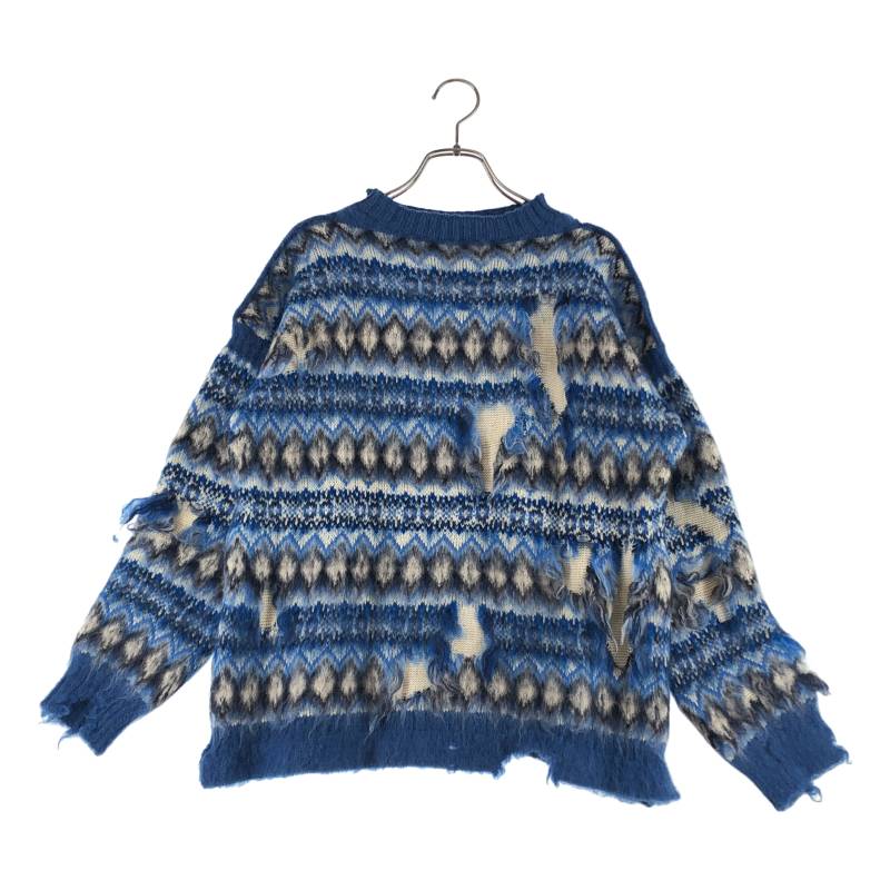 【美品】  Maison Margiela / メゾンマルジェラ | 2022AW | 羊毛 不都合産業 ジャかばい立て 編み物 | L | 青色 | レディース