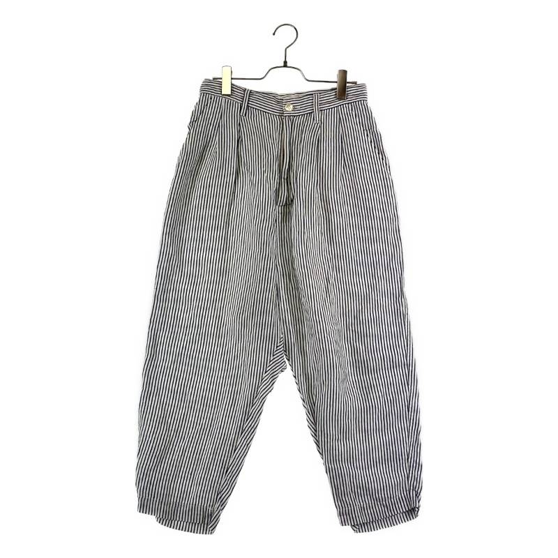 JUNYA WATANABE COMME des GARCONS / ジュンヤワタナベ | 2011SS | リネン タック 縞模様 ズボン下 | XS | 白いこと/青碧 | レディース