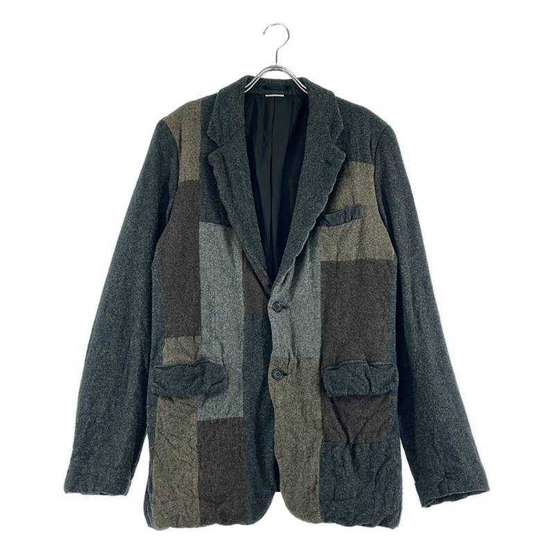 COMME des GARCONS HOMME DEUX / コムデギャルソンオムドゥ | 2015AW | 羊毛縮絨 パッチワーク テーラードジャケット | L | 薄墨色 | メンズ