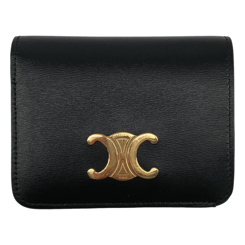 CELINE / セリーヌ | トリオンフ パウダーコンパクト ウォレット | 黒いこと/ゴールド | レディース