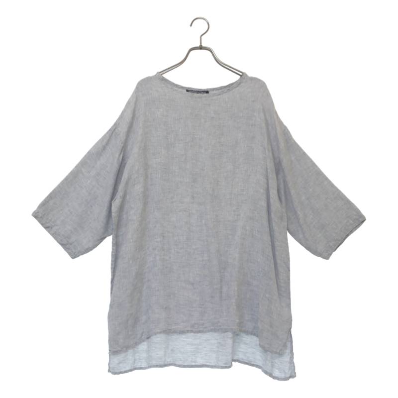 GEOFFREY B.SMALL / ジェフリーBスモール | 厚地の外套影ぼうし 片方細長い切口 ティーシャツ | 薄墨色系 | メンズ