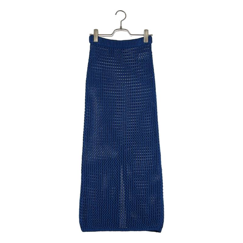 【美品】 AURALEE / オーラリー | 2024AW | COTTON LILY YARN MESH KNIT SKIRT / バックスリット ニット スカート | 0 | ブルー | レディース|KLD 店