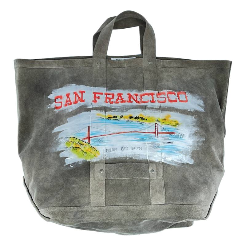 【美品】 SEVEN BY SEVEN / セブン バイ セブン | HAND PAINTED LEATHER TOTE BAG / スエードレザー ハンドペイント トートバッグ | グレー | メンズ|KLD 店
