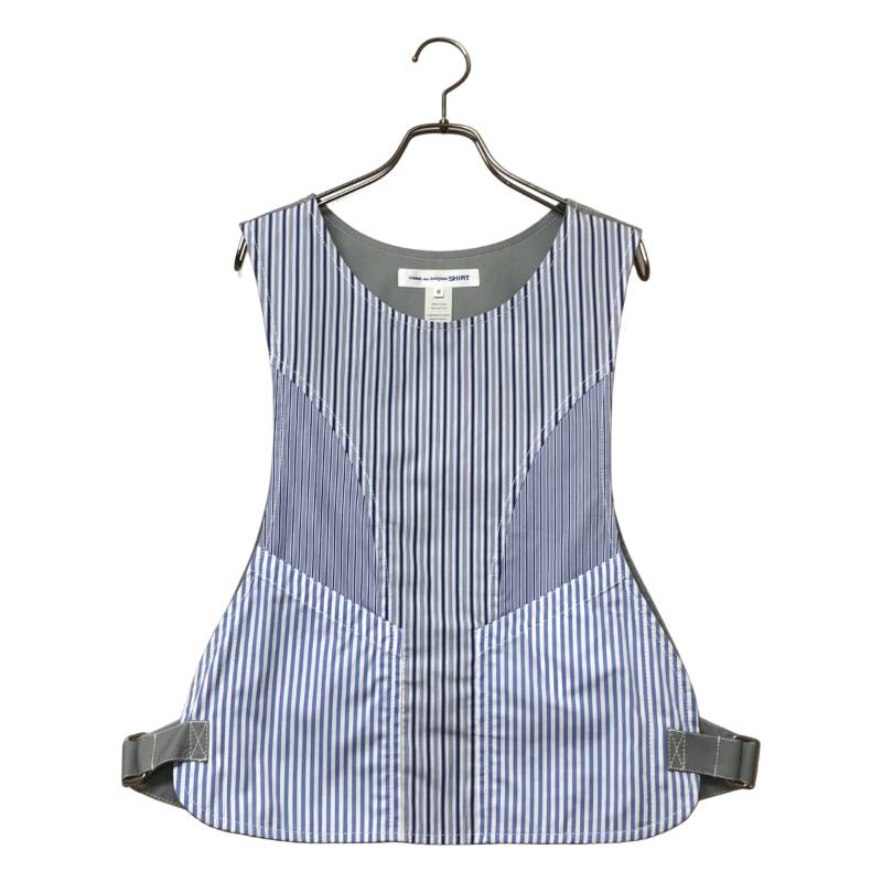 COMME des GARCONS SHIRT / コムデギャルソンシャツ | 2020SS | コットン ストライプ パッチワークベスト | M | ホワイト/ブルー | メンズ|KLD 店