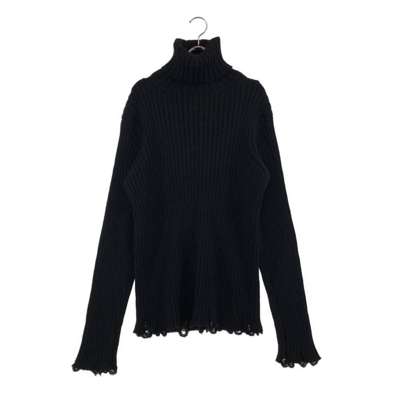 【美品】 JUNYA WATANABE MAN / ジュンヤワタナベマン | 2024AW | ダメージ加工 リブ タートルネック ニット | L | ブラック | メンズ|KLD 店
