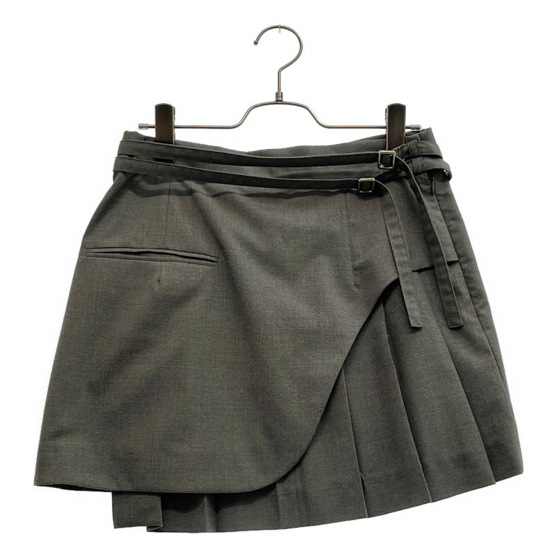 tanakadaisuke / タナカダイスケ | TWO BELTED PLEATS MINI SKIRT / ベルテッド スカート / 裏地付き | 2 | グレー | レディース｜KLD 店