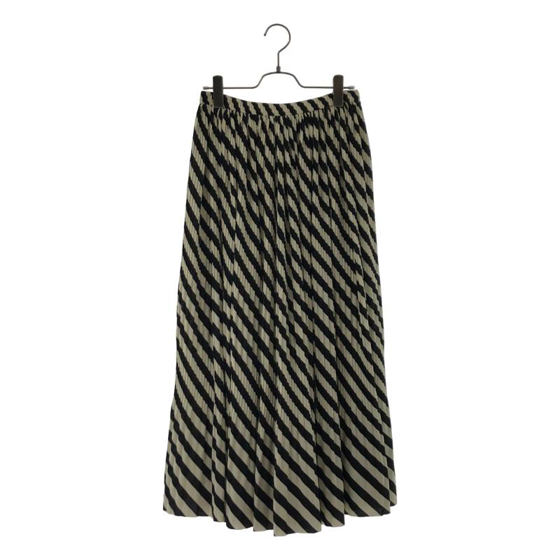 DRIES VAN NOTEN / ドリスヴァンノッテン | 2019SS | レジメンタルストライプ プリーツスカート | 34 | アイボリー/ブラック | レディース｜KLD 店