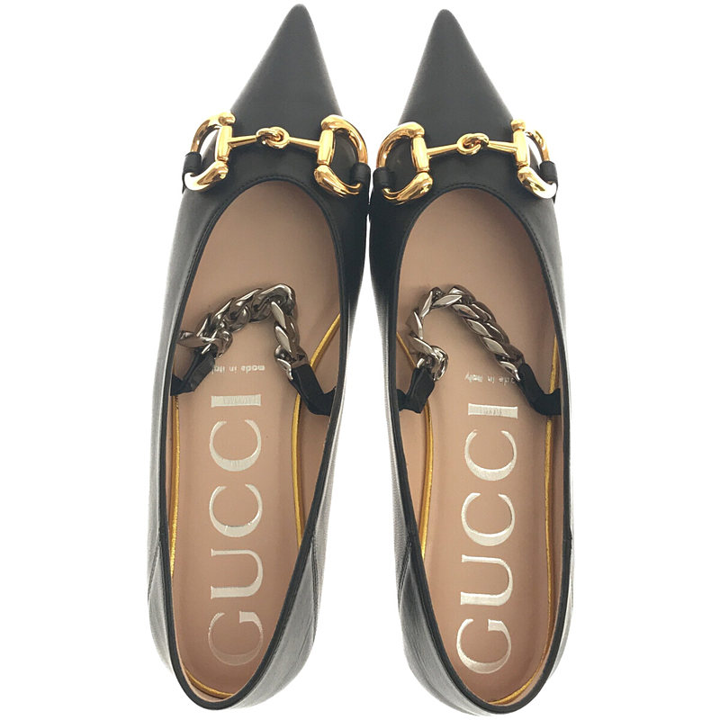 GUCCI グッチ leather Horsebit レザー ballet ブラック flat with