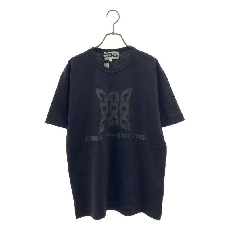 【美品】  CDG by Comme des Garcons. / シーディージー コムデ給仕 | ロゴタイプ 刷り上げる ティーシャツ カットソー | L | 黒いこと | メンズ