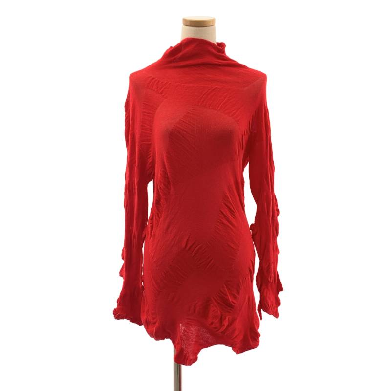【美品】  Yohji Yamamoto FEMME / ヨウジヤマモトファム | 2025SS | 綿織物 うつり変わり 洗濯機 ハイネック 編み物 プルオーバー | 2 | 赤いこと | レディース