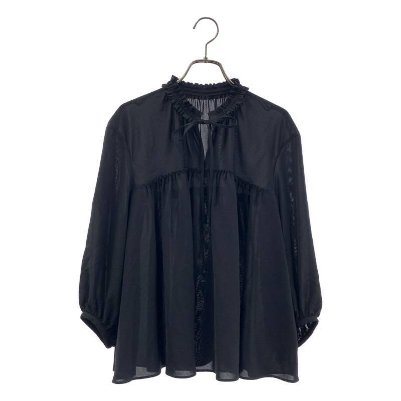 【美品】  Tomorrowland BALLSEY / トゥモローランドボールジー | 2025SS | シアートロピカル ボリュームギャザーブラウス | 36 | 黒いこと | レディース