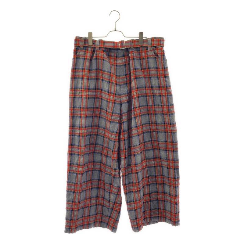 tao COMME des GARCONS / タオコムデギャルソン | 2023AW | ウール ベルテッド ワイドパンツ | S | グレー/ボルドー系 | レディース｜KLD 店