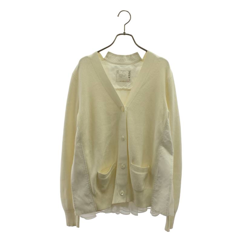 sacai / サカイ | 2020SS | Fabric Combo Knit Cardigan / 異素材 バックプリーツ ニットカーディガン | 3 | アイボリー | レディース|KLD 店