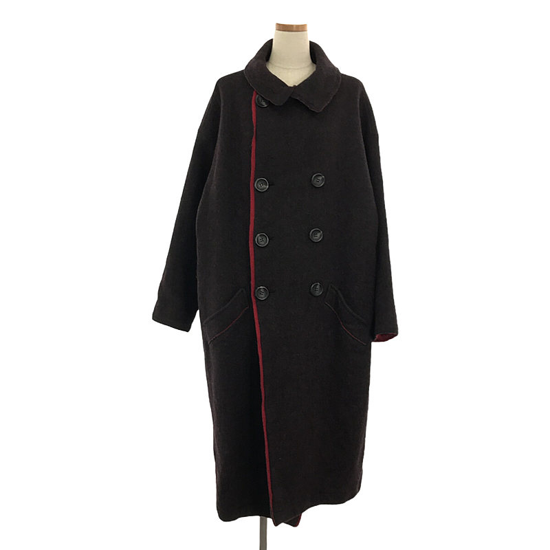【美品】 Y's / ワイズヨウジヤマモト | ウール ダブルオーバーコート / 裏地付き | 2 | ワインレッド系 | レディース