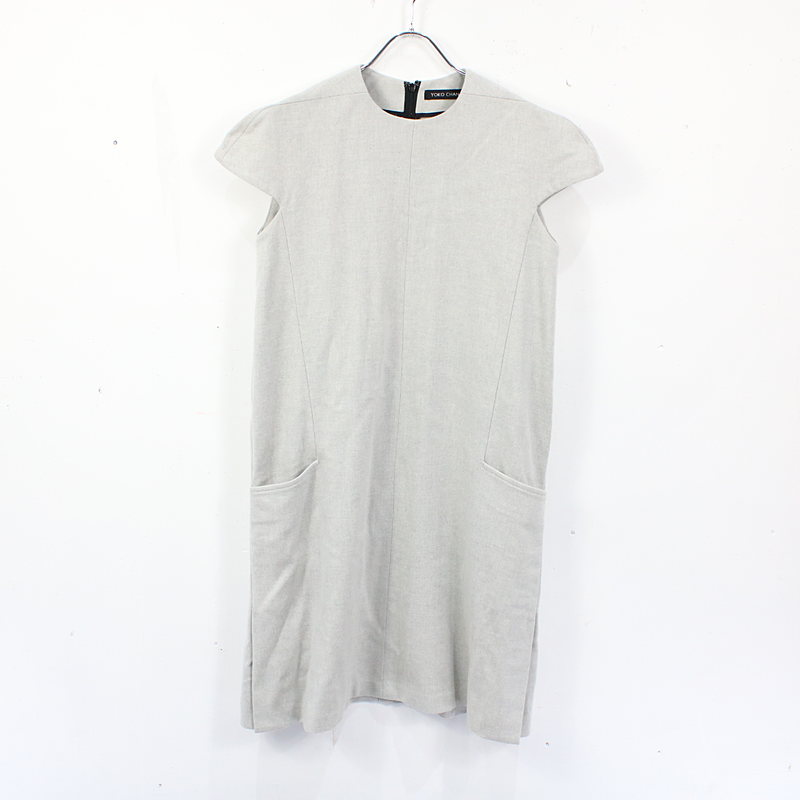 高知インター店 Yoko Chan ヨーコチャン ウールキャップスリーブ ワンピース 38 グレー Kld 店 海外最新 Erieshoresag Org