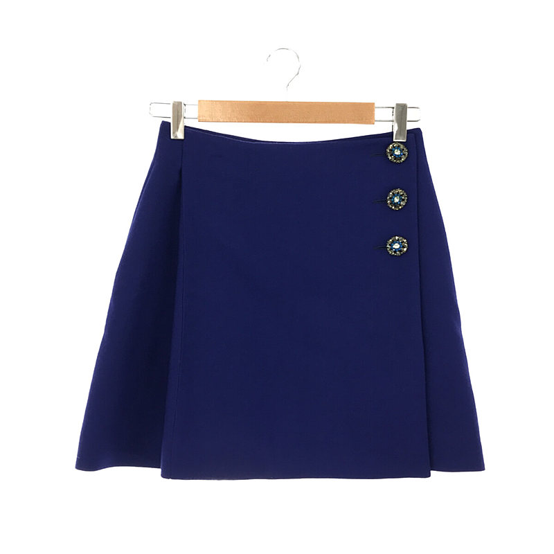 【美品】 Christian Dior / クリスチャンディオール | ウール ビジューボタン スカート | 36 | ネイビー | レディース｜KLD 店