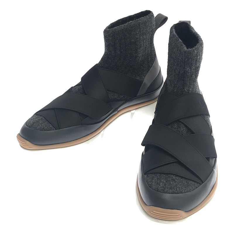 【美品】 Chloe / クロエ | クロスストラップ ニット ブーツ | 38 | グレー | レディース｜KLD 店