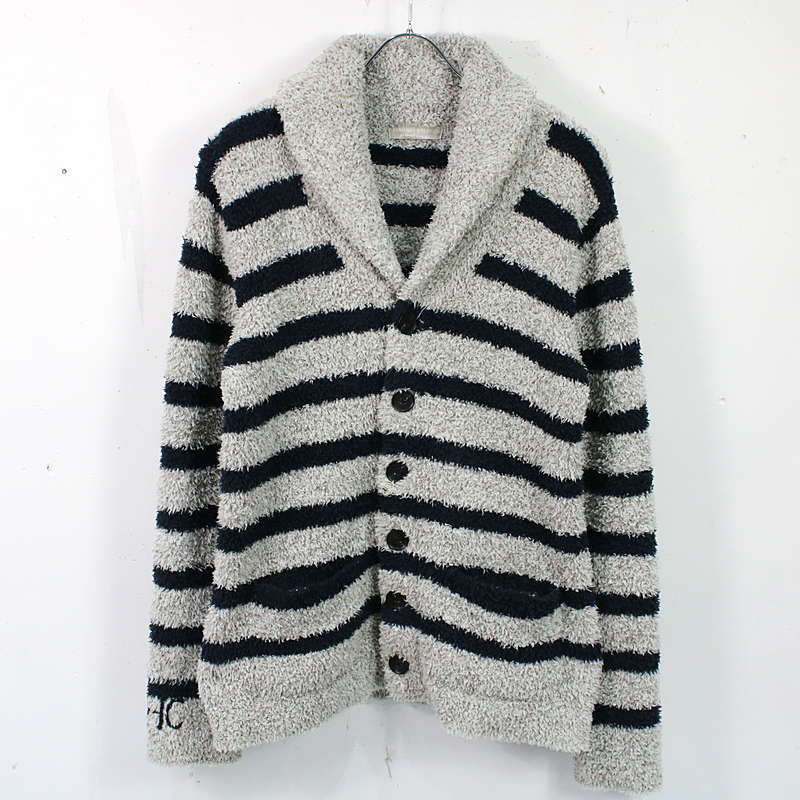 楽天市場 Ron Herman ロンハーマン Rhc Barefoot Dreams 袖刺繍ショールカラーボーダーカーディガン M グレー ネイビー メンズ Kld 楽天市場店