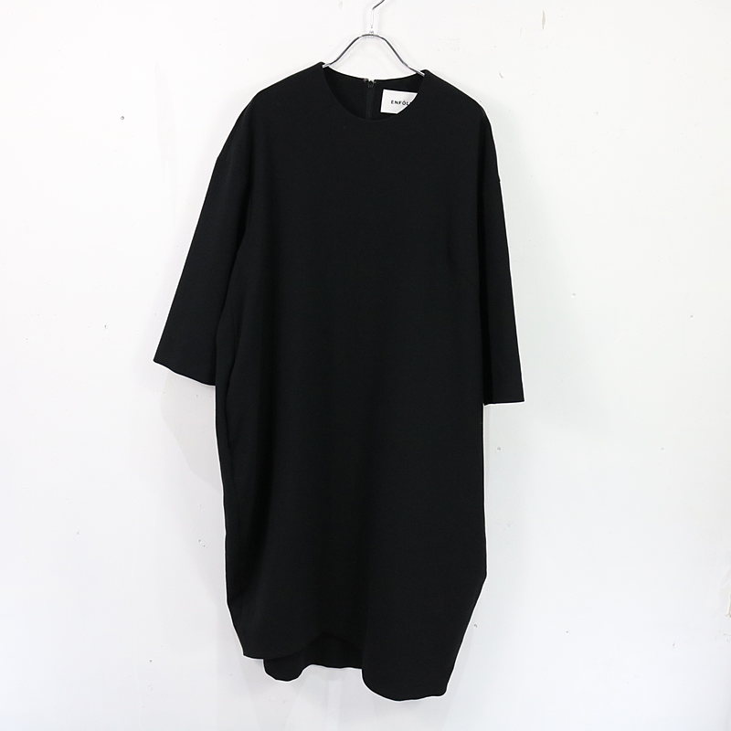Enfold エンフォルド ダブルクロスアシンメコクーン ダブルクロスアシンメコクーン ワンピース 38 レディースレディースファッション エンフォルド Enfold ブラック ワンピース レディース ワンピース ドレス ひざ丈スカート ブラック おしゃれ 古着 ワンピース