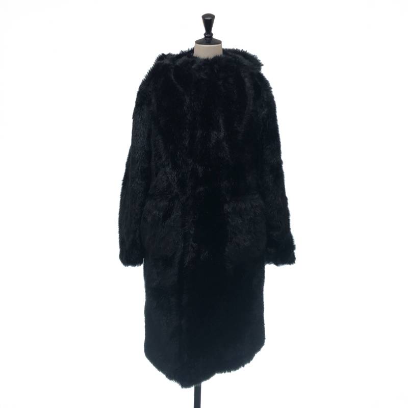 【美品】  noir kei ninomiya / ノワールケイニノミヤ | 2017AW | リヴァーシブル 異原材料 うつり変わり うつり変わり 呼びりんテッド 毛革 厚地の外套 | S | 黒いこと | レディース