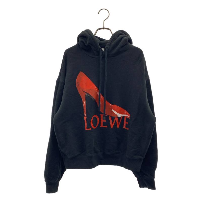 LOEWE / ロエベ | PUMP HOODIE 伸び伸びする相応う 刷り上げる フーデッドパーカ | S | 黒いこと/赤いこと | レディース