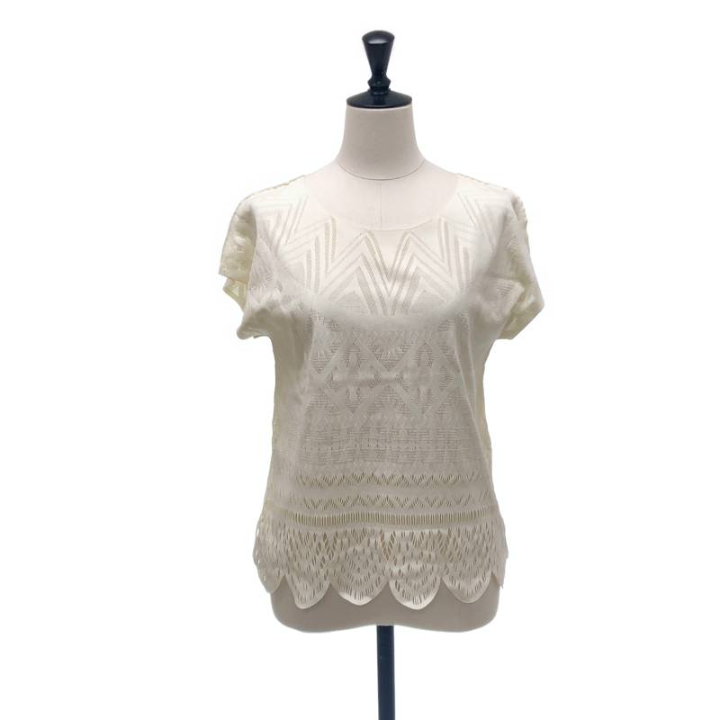 PLEATS PLEASE ISSEY MIYAKE / プリーツプリーズイッセイミヤケ | 変形 カットワーク プルオーバー トップス | 3 | オフホワイト系 | レディース