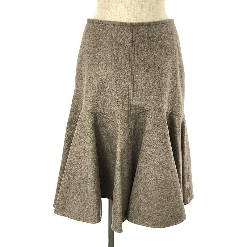 【美品】 BOTTEGA VENETA / ボッテガヴェネタ | 2023-2024AW | RIVERBED MELANGE フレア ロングスカート | 36 | ライトブラウン | レディース