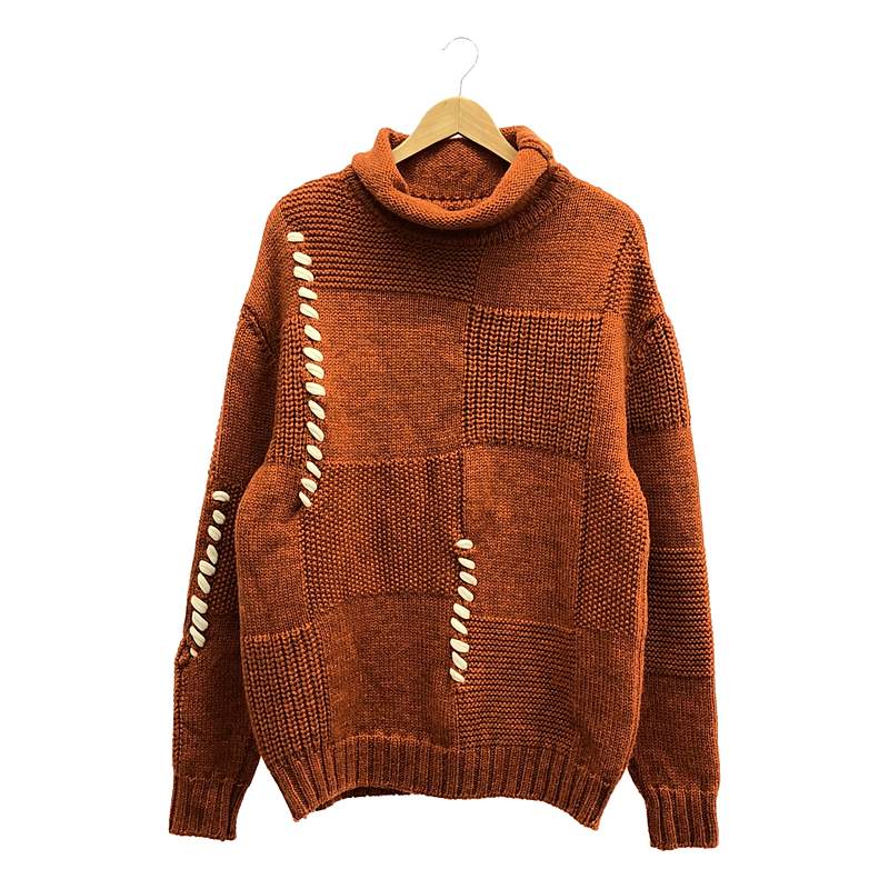 【美品】 SHOOP / シュープ | 2021AW | mori sweater / ステッチワーク ニット プルオーバー | M | オレンジ | メンズ|KLD 店