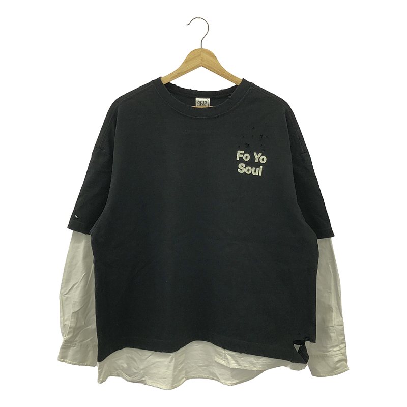 STAND ALONE / スタンドアローン | 2023AW | LAYERED SHIRT 不都合産業 花の冠yd ティーシャツ | F | 黒いこと / 白いこと | レディース