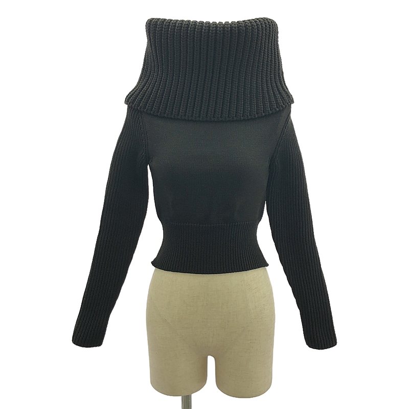 【美品】 ALAIA / アライア | リブ オフショルダーニット | 34 | ブラック | レディース