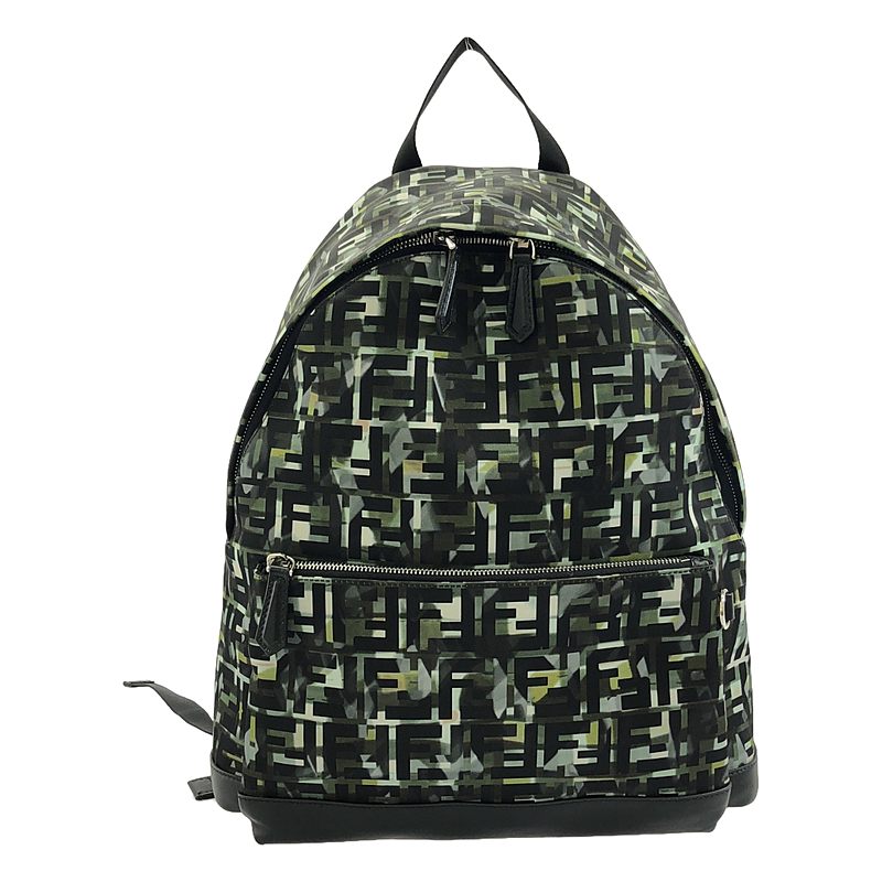 【美品】  FENDI / フェンディ | NYLON STAMP CAMOUFF 背嚢 うしろ側容器に並べる | NERO+MULTI/SILVER | メンズ