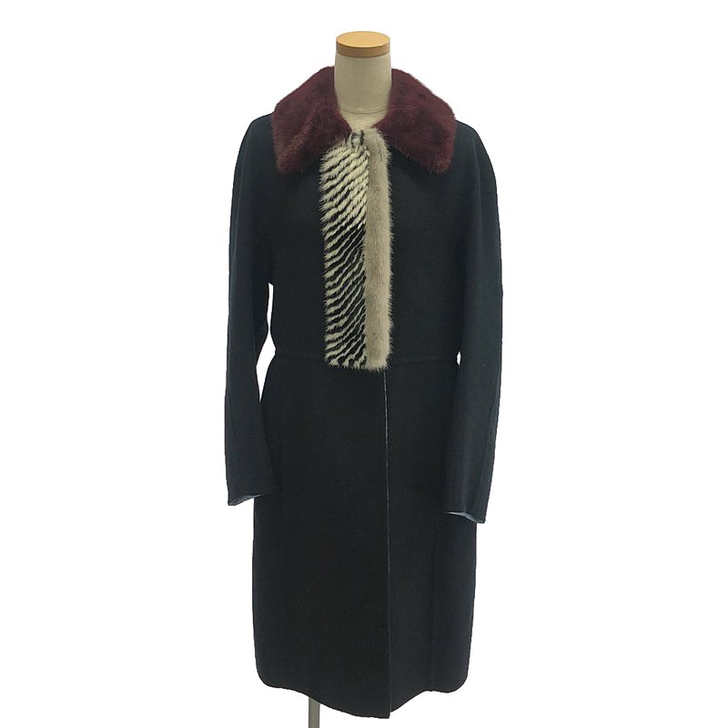 FENDI / フェンディ | カシミヤ リアルファー ロング コート | 44 | ブラック | レディース｜KLD 店 100,202円