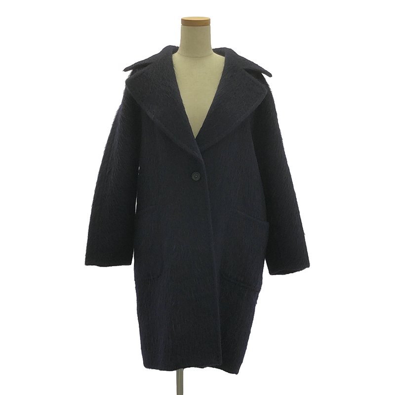 Max Mara / マックスマーラ | CUCITO A MANO / ウール アルパカ シャギー オーバーコート | 36 | ダークネイビー | レディース