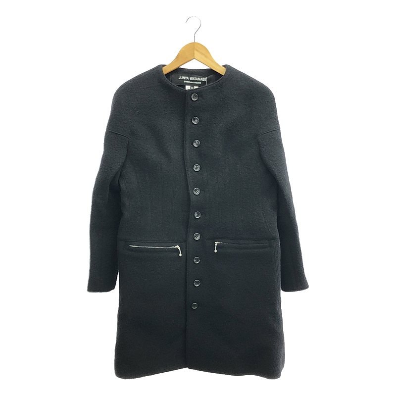 ジュンヤワタナベ フェイクロングファー丸襟コート BLACK XS アイジュンヤワタナベマンとリーバイスからロングブラックコート