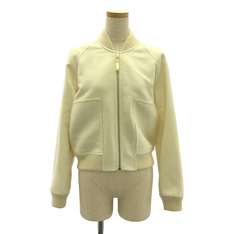 【美品】  HERMES / エルメス | 2024AW | cashmere 100％ / カシミール レザージップ 肋筋 上衣 上衣 | 36 | 象牙色 | レディース