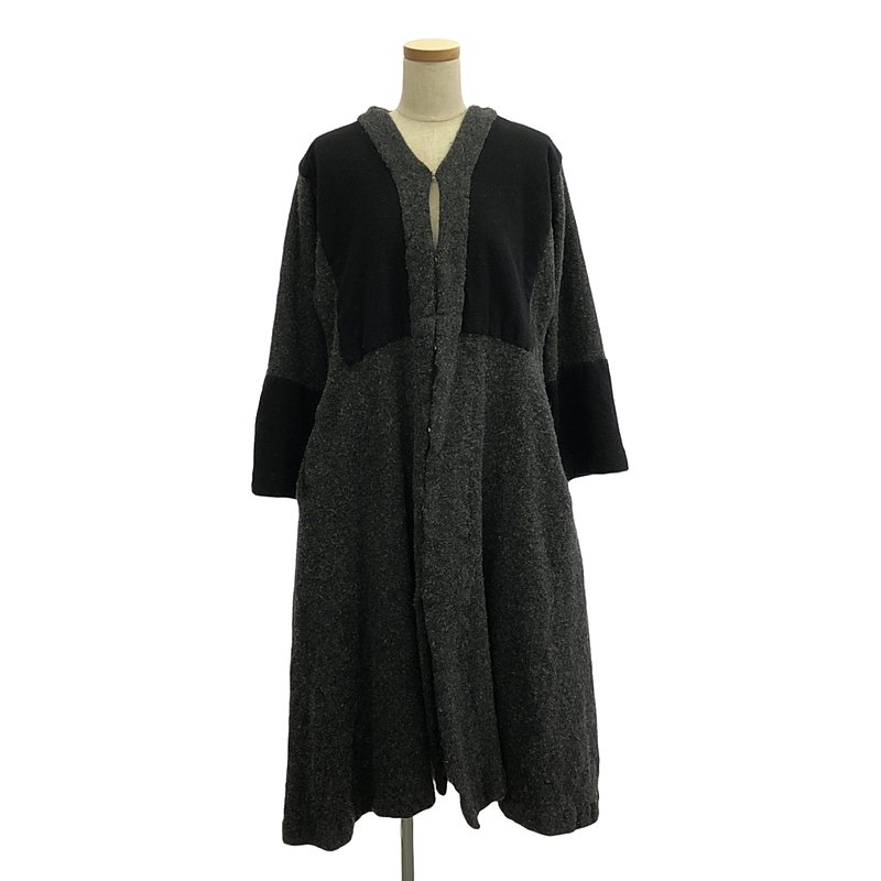COMME des GARCONS COMME des GARCONS / コムコム | 2021AW | ウール混 切替 ノーカラー フック コート | S | チャコールグレー/ブラック | レディース｜KLD 店