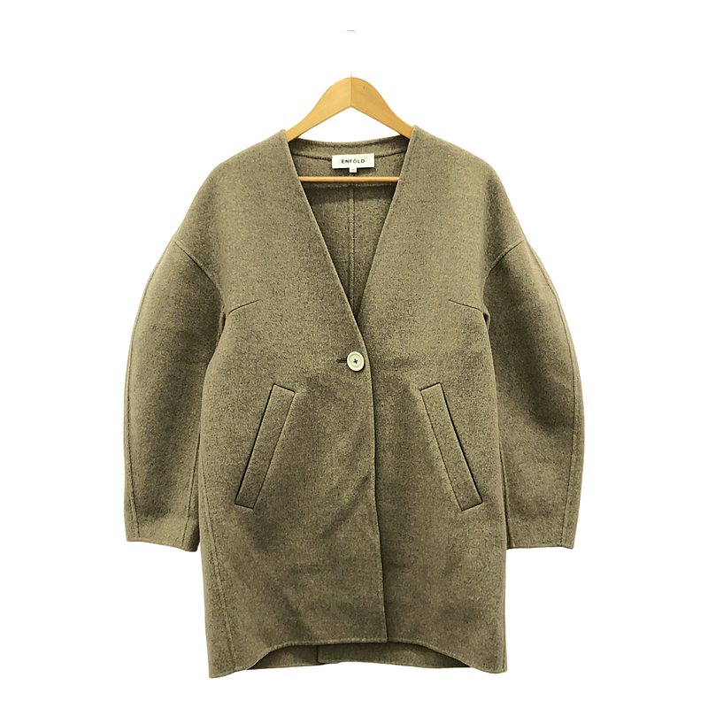【美品】エンフォルド ダブルクロス スリットオーバーコート 36 ブラック ENFOLD エンフォルド 19SS ダブルクロススリットオーバーコート