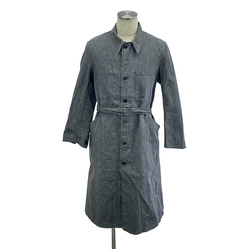 フランス　French ロングコート　ユーロヴィンテージ 40s~50s Vintage French Work Linen Cotton Long Coat フレンチ