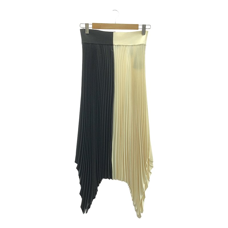 【新品】 JOSEPH / ジョセフ | Ade A-Skirt-Pleated Rib プリーツ リブ アデ スカート | 38 | ブラック/アイボリー | レディース