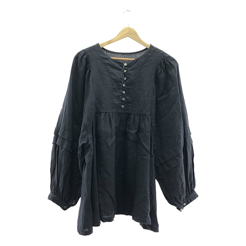 nest Robe UpcycleLino天然染め天竺ラッフルTシャツカットソー nest Robe UpcycleLino天然染め天竺ラッフルTシャツカットソー