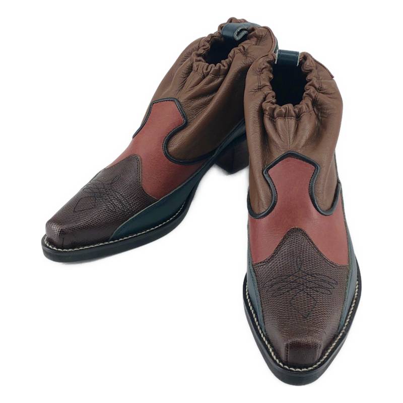 【美品】  FUMIE\u003dTANAKA / フミエタナカ | balloon western boots / 牛革 カウレザー ウエスタン ショートブーツ | 37 | BRO | レディース
