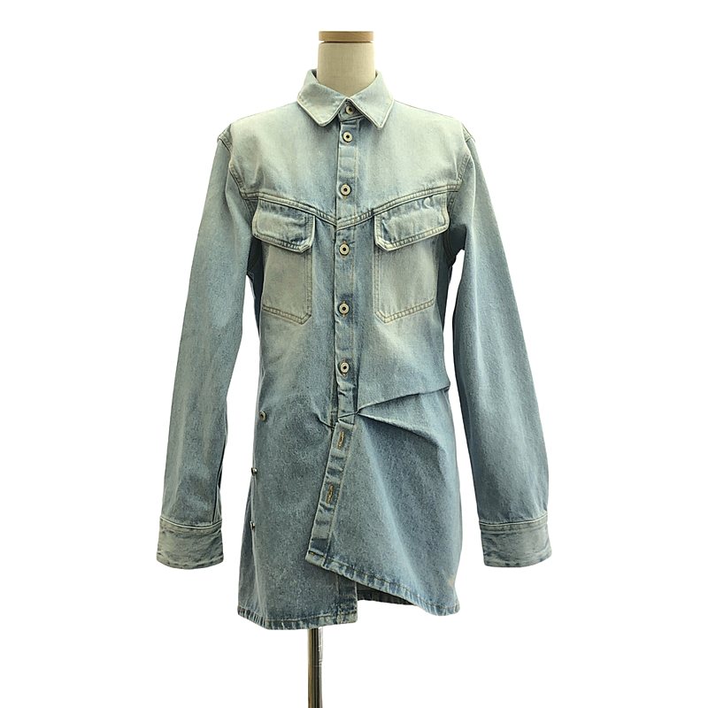【美品】 Off-White / オフホワイト | 2023SS | TOYBOX BLEACH TWIST SHIRT DRESS デニム ツイスト シャツワンピース | 36 | インディゴ | レディース｜KLD 店