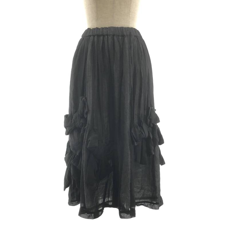 COMME des GARCONS COMME des GARCONS / コムコム | 2024SS | リボン装飾 シアー ギャザー ドローストリング ボリューム スカート / 総裏地 | XS | ブラック | レディース｜KLD 店