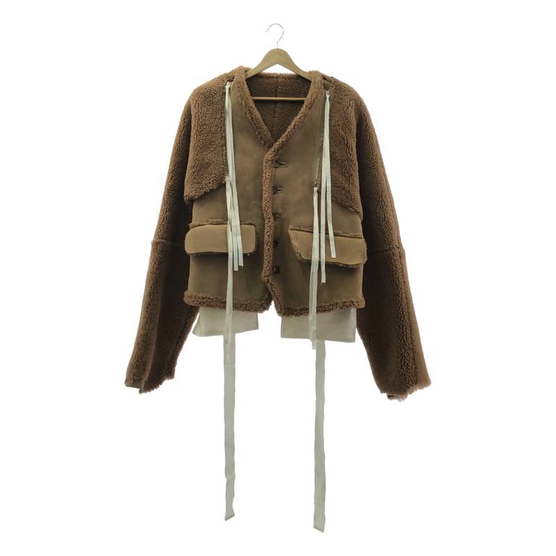 【新品】 Midorikawa / ミドリカワ | 2023AW | Docking Mouton Jacket 2Way ドッキング ムートンジャケット | FREE | CAMEL / キャメル | メンズ|KLD 店